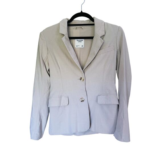 Abercrombie & Fitch Slim Suiting Blazer Jacket Taupe Beige XS Career Fall Layer - Picture 5 of 11